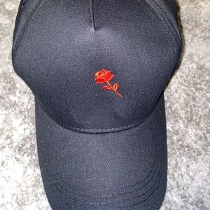SHEIN black dads cap red rose one size